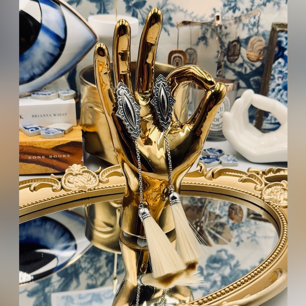 🆕 TOGA PULLA 🧿 NWOT Metal Fringe Earrings - White Fringe